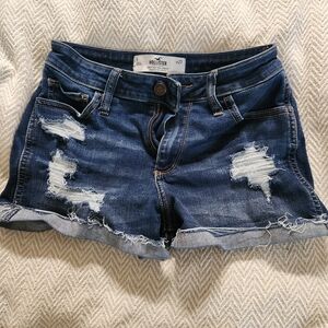 Hollister Women's Blue Distressed Denim Shorts
